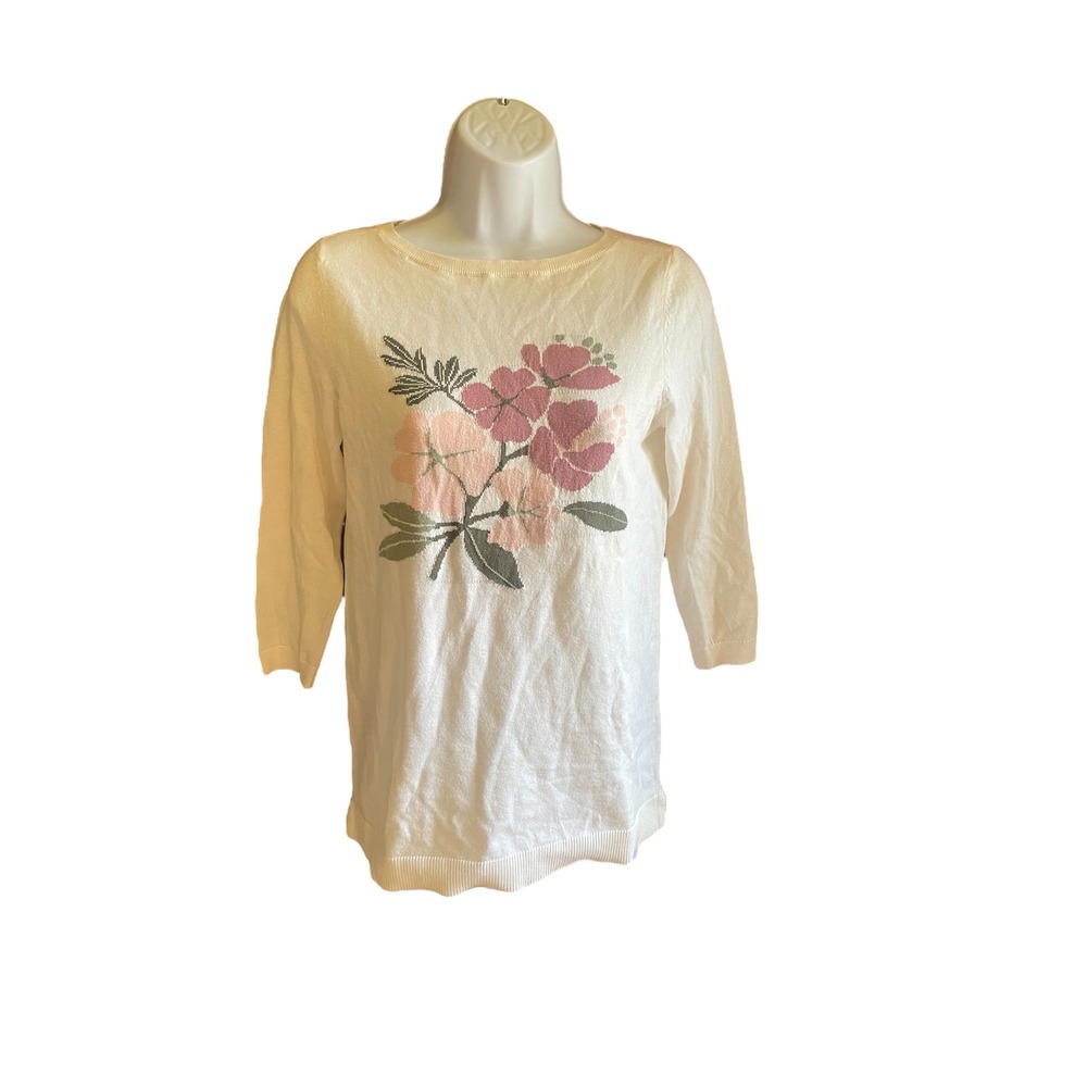LOFT Floral Embroidered Knit Top Lightweight Sweater Spring‎ Petite Small